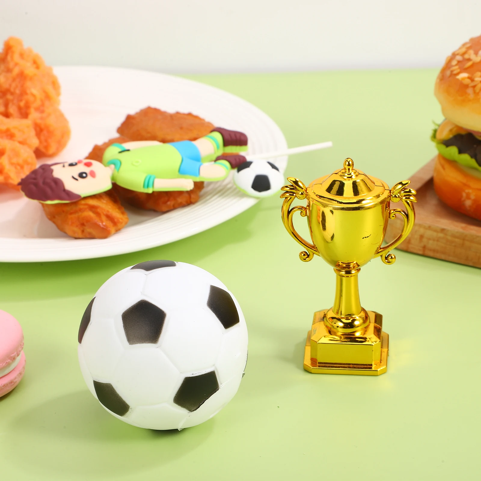 

1 set 3 Football Cake Decorations Multicolor Silica Gel Child Birthday Party Supplies Soccer Ball Toppers Cake Decoration