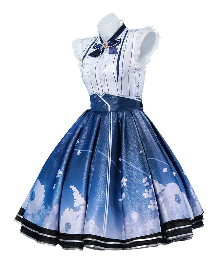 Disfraz de Cosplay de Anime Infinity Nikki para mujer, peluca, vestido azul de Lolita, conjunto completo de chicas Kawaii, traje dulce, juego de Halloween personalizado