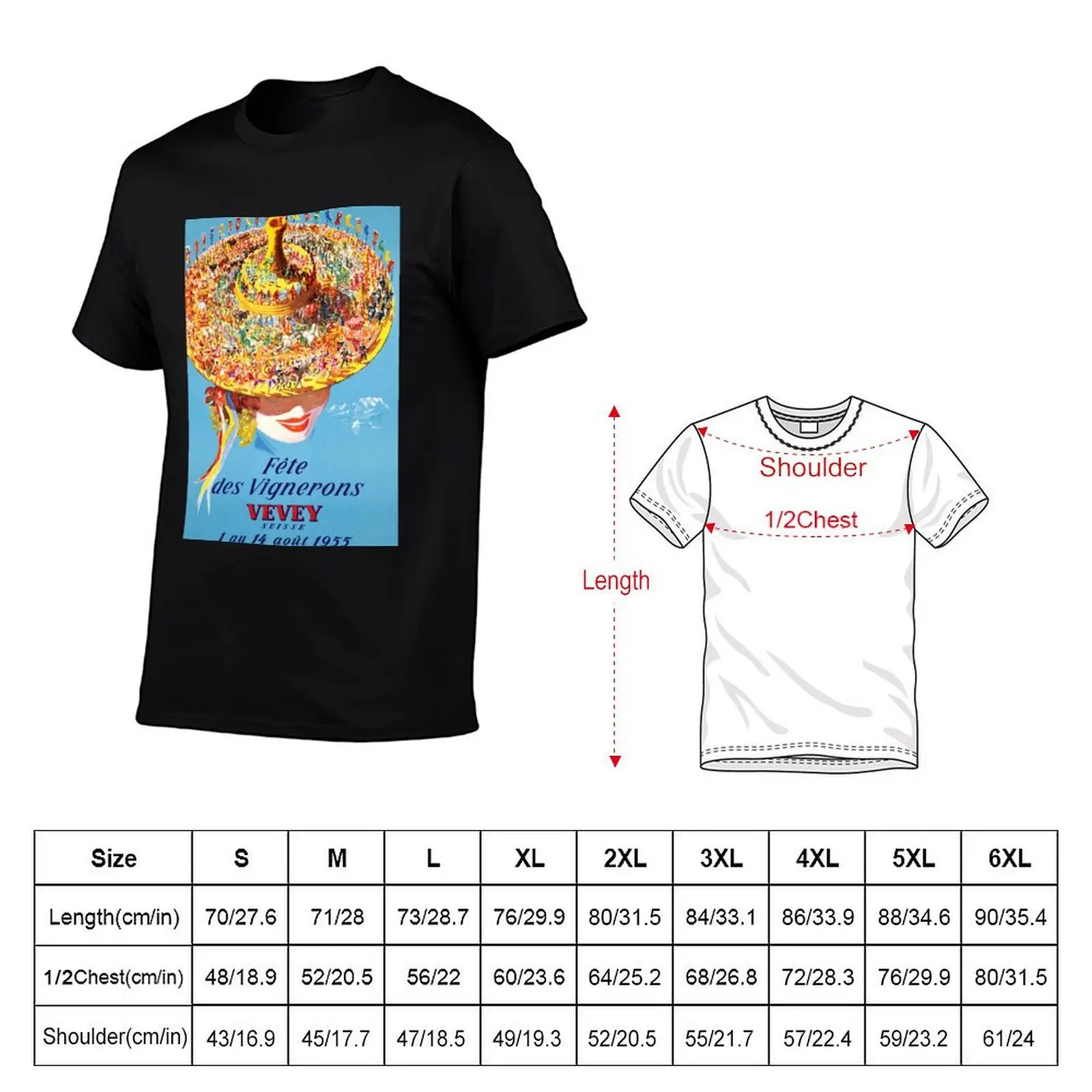 Fête des Vignerons, Vevey Suisse 1955, Poster T-Shirt plus size tops animal prinfor boys anime Short sleeve tee mens fashion