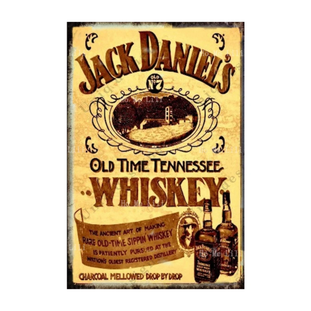 Vintage Metal Tin No 7 Old Time Tennesse Whiskey Tin Sign Beer Alcohol Signs Poster Basement Bar Decor Man Cave