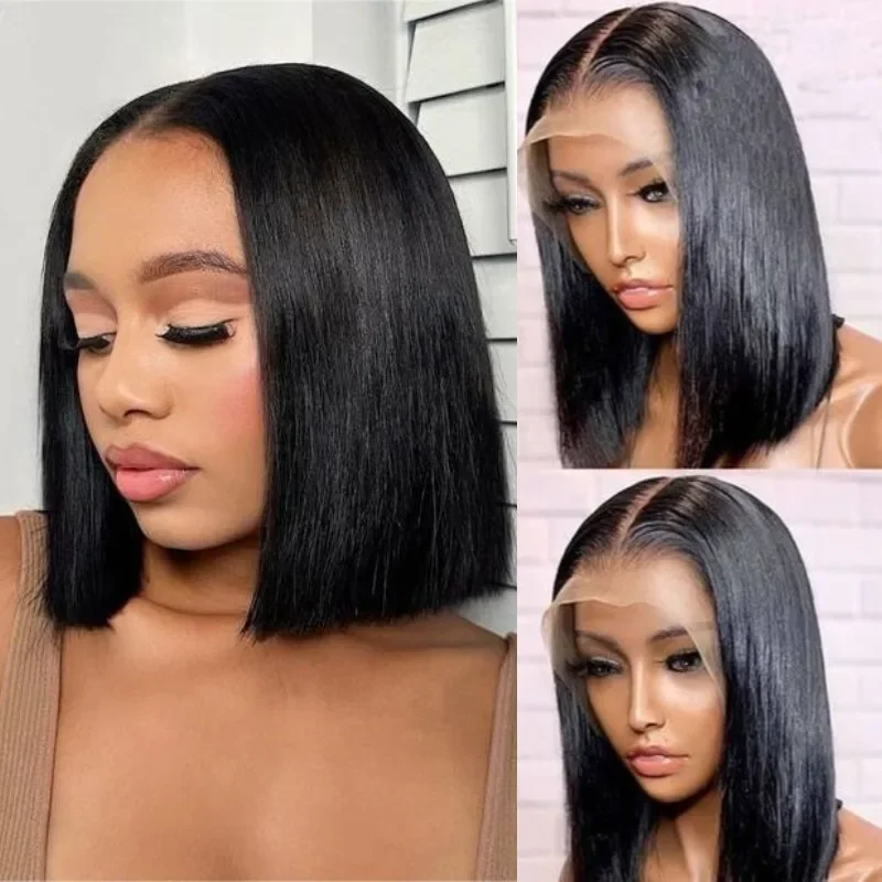 13*4  Bob Wig Human Hair Ready To Wear Short Wigs for Women Transparent Pre Cut Lace Human Wig Human Hair Wig 8/10in