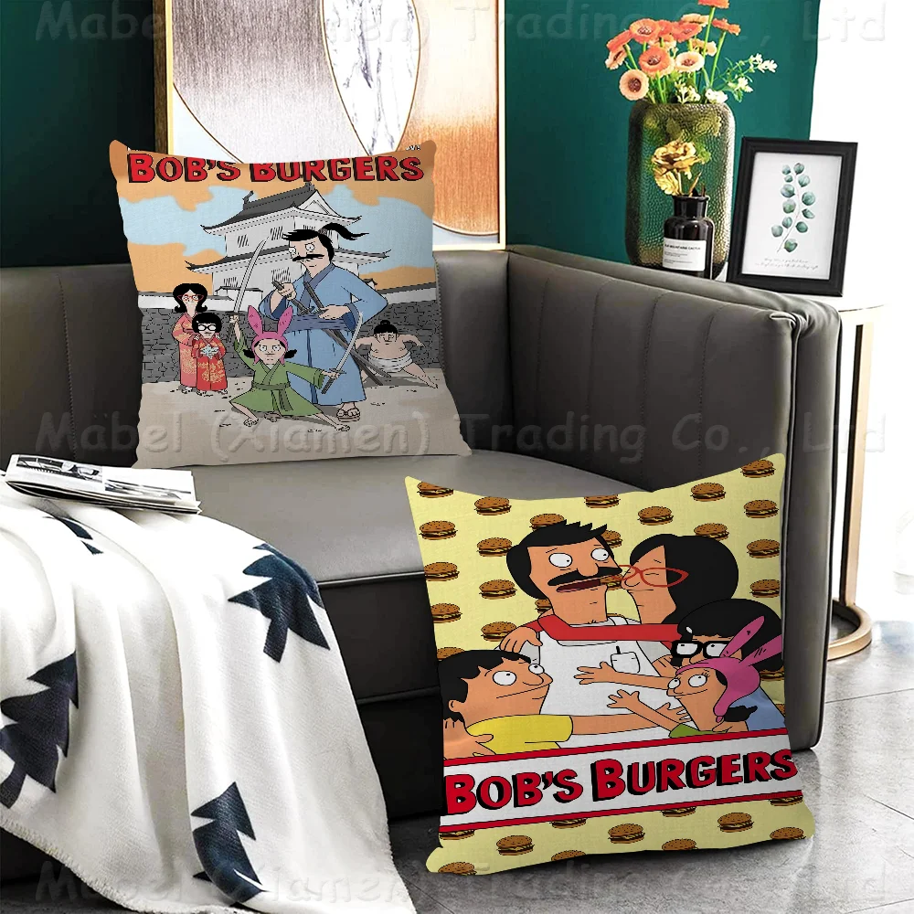 

Cartoon Bobs B-Burgers Pillow Covers Cartoon Sofa Decorative Home Double-sided Printing Short Plush Cute Cushion Cover