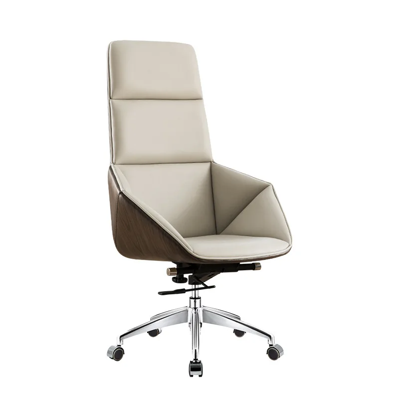Modern high-end luxury executive office chair, adjustable height, steel base, PU foam material, rotating fixed armrest