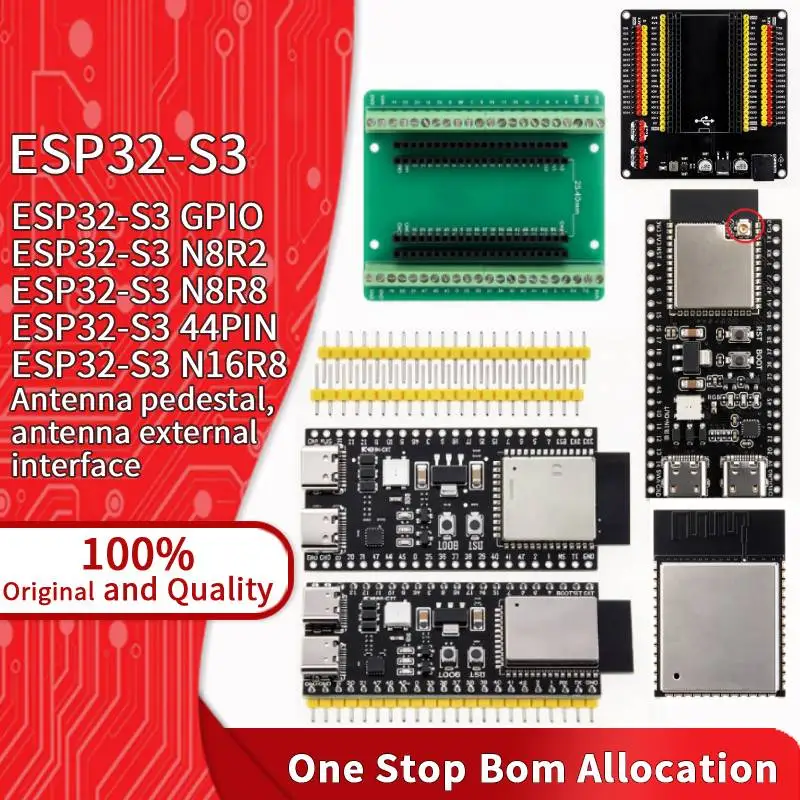 ESP32-S3 N8R2 N8R8 N16R8 ESP32-S3 GPIO Dual Type-C with Antenna Stand Antenna External Interface ESP32-S3 44PIN Expansion Board