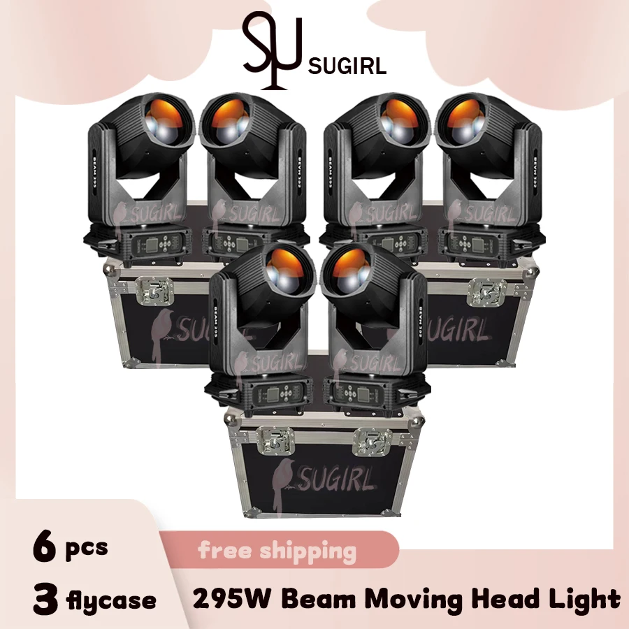 0 Tax 6Pcs Beam 295W 14R Moving Head Stage Light With 3Flightcase Effects DMX For Wedding DJ Bar Disco Concert Party Christmas