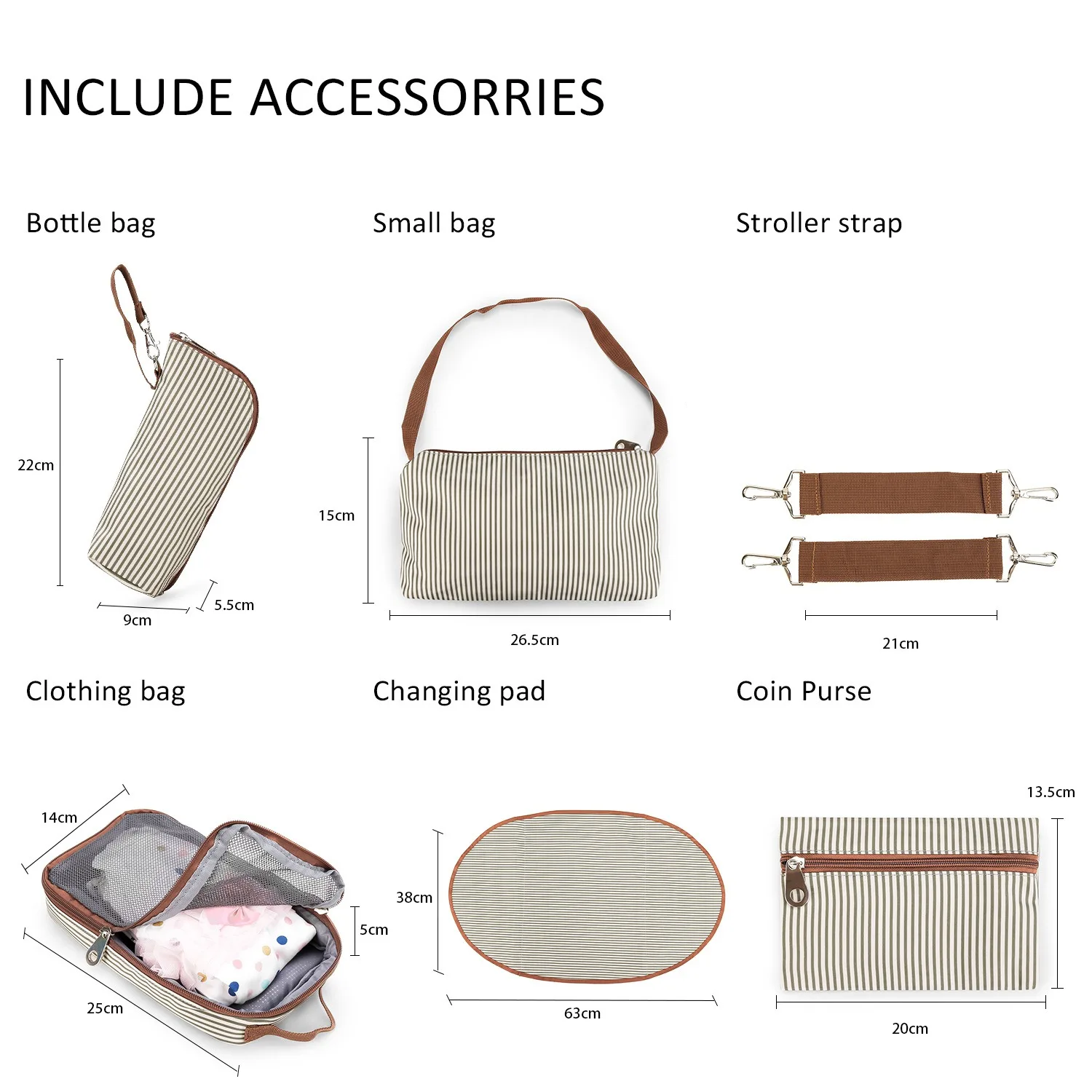 Women Shoulder Bag Travel 7 Pcs/Set Baby Diaper Bags Go Out Large Capacity Newborn Nappy  Bag with Changing Pad Multi-functional