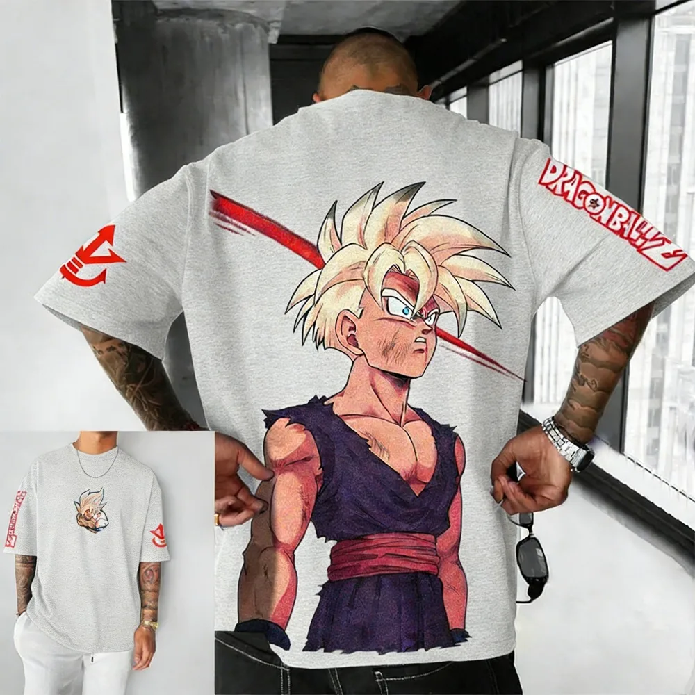

Футболка унисекс больших размеров с принтом Dragon Ball, повседневная, для родителей и детей, модная, в стиле Харадзюку, уличная одежда, Y2K, хлопок, летняя