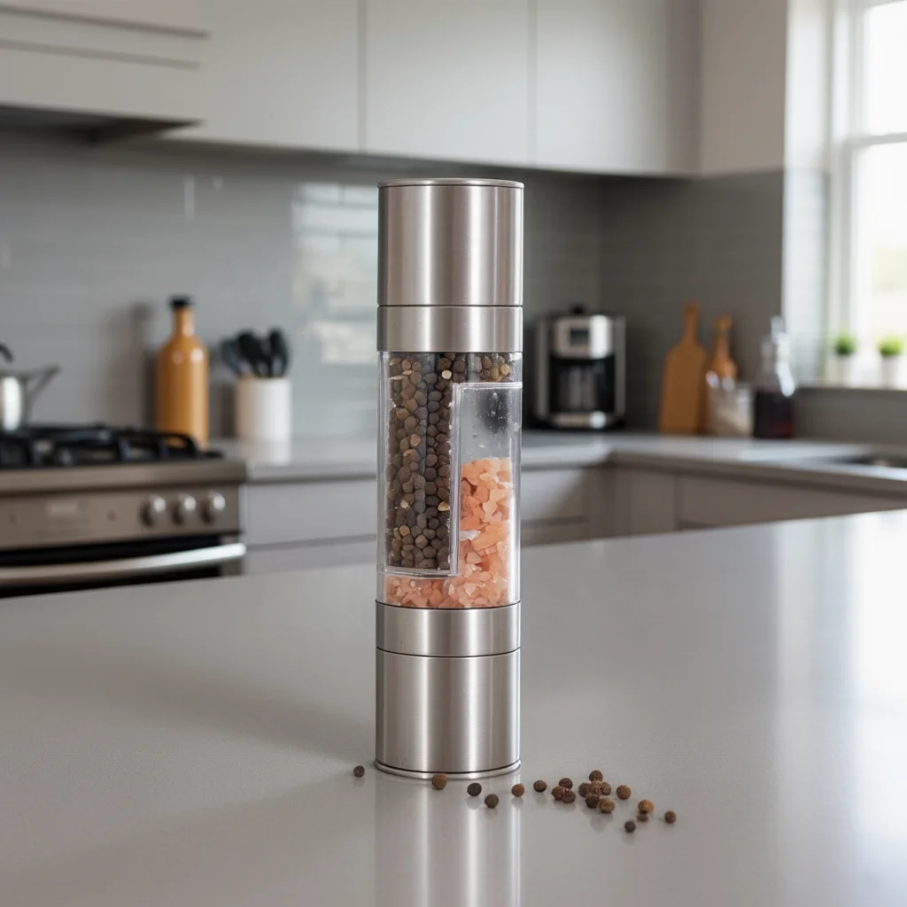 2-in-1 Salt and Pepper Grinder Household Dual Purpose Seasoning Mill with Adjustable Roughness Manual Refillable Spice Shaker
