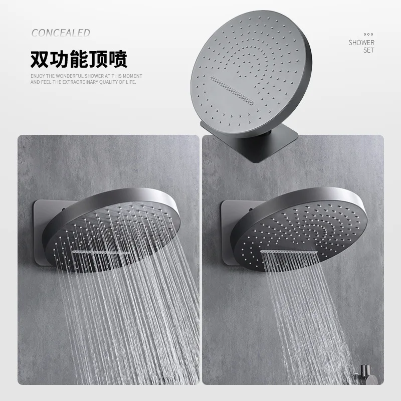 Luxury 320mm Oversized Shower Head Round Adjustable Rain Shower Recessed 2-Function High-Pressure,Black,Gold,White,Gun Grey