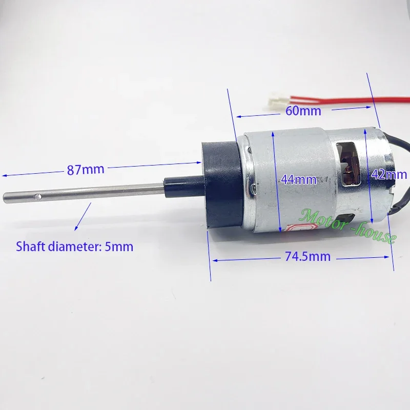 Silnik Micro RS-755 DC 12 V 12,5 V 7000 obr./min Duży moment obrotowy Długi wał z wentylatorem chłodzącym/otworem chłodzącym do łodzi rybackiej