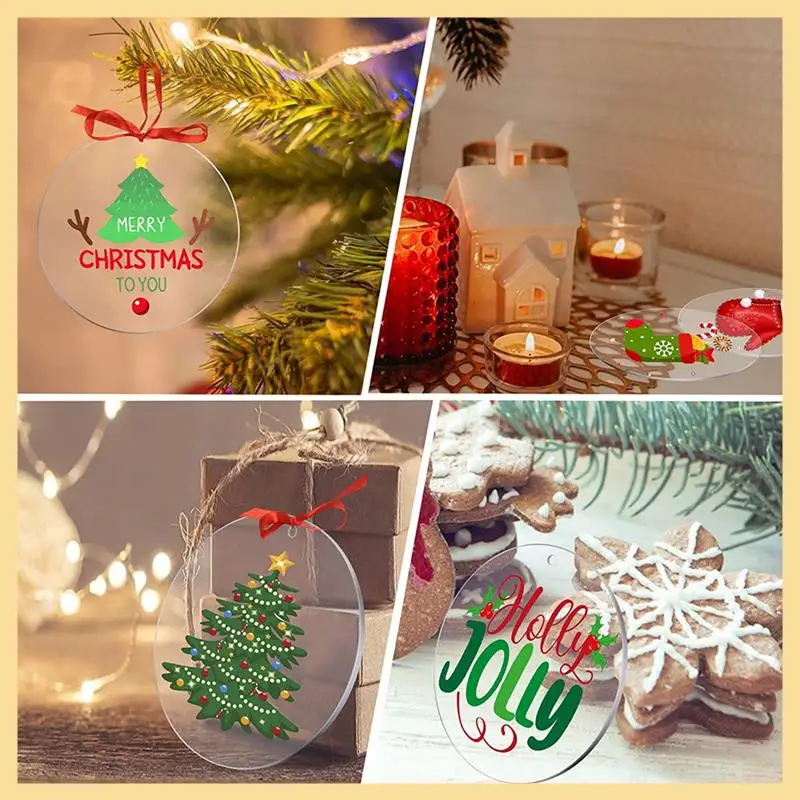 GOOD-30Pcs Acrylic Blanks,Clear Circle Acrylic Sheet With Hole,Round Acrylic Blanks Disc,Christmas Birthday DIY Gifts