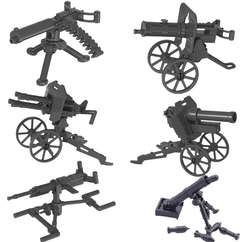 Military Building Blocks Figures Accessories Weapons Gold Bricks Box Gun-Howitzer Pistol Bullet Pieces Sentry Post Toys Gifts