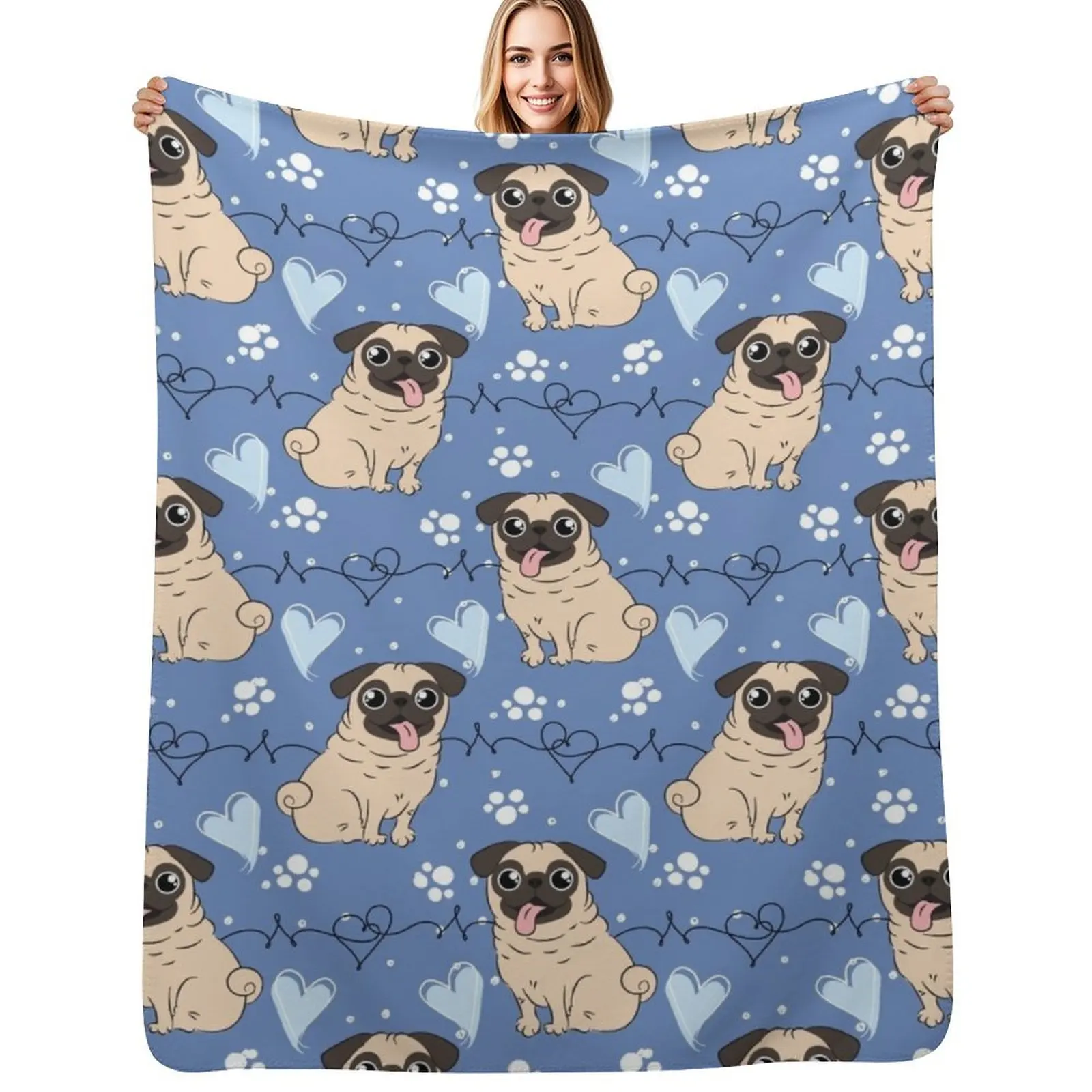 

LOVE Fawn Pug Throw Blanket Durable Warm Blanket for Daily Home Use