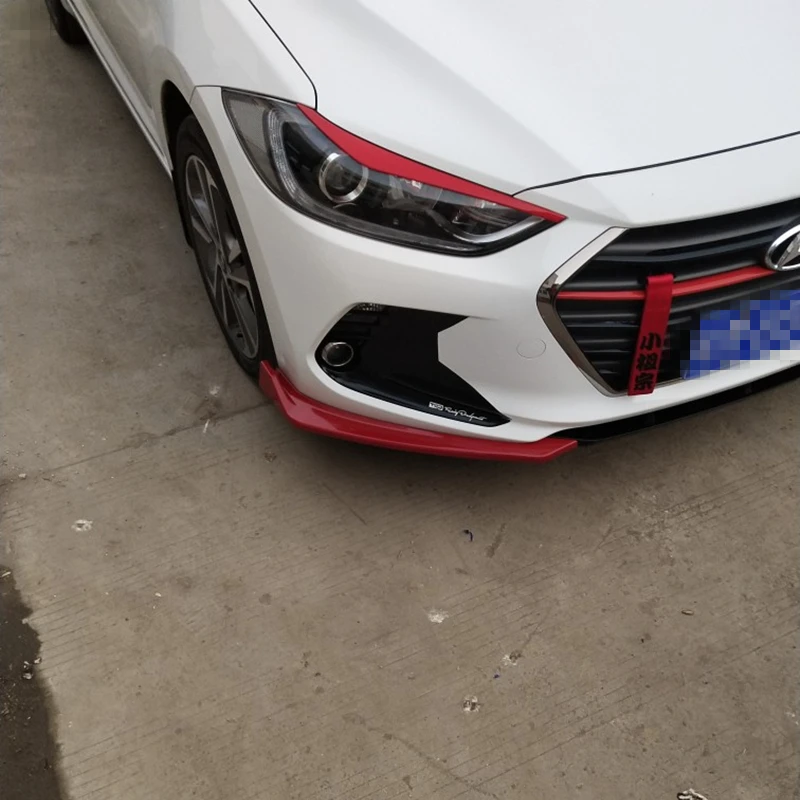 For Hyundai Elantra 7 2016 - 2019 Front Lip Chin Diffuser Body Kit Spoiler Bumper Splitter Accessories ABS Material Carbon Look