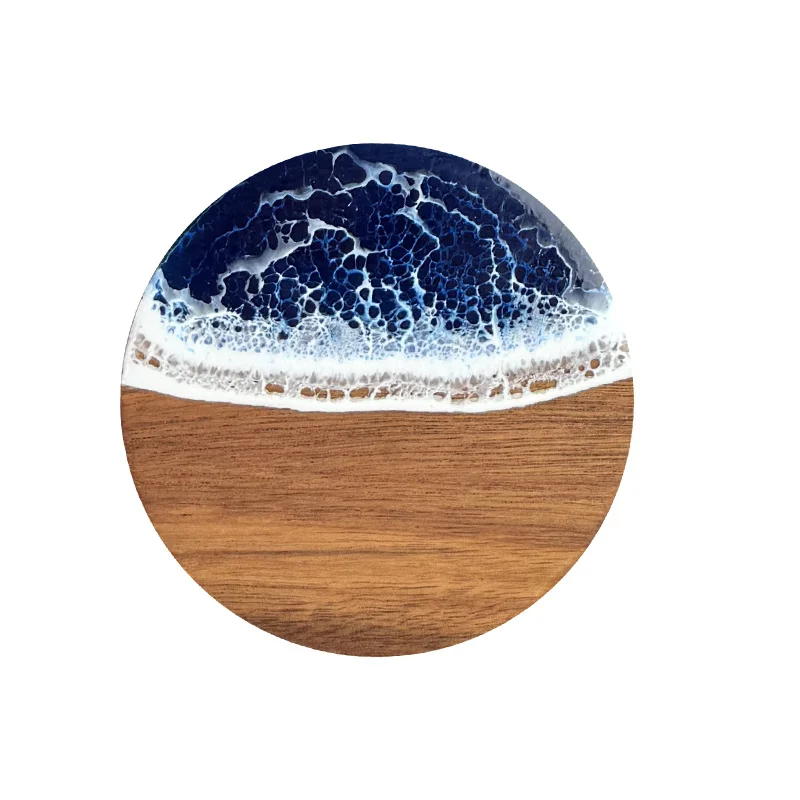 Natural Table Coaster Drinkware Resin Wood Mat Cup Pad, Wooden Coffee Cup Drink Tea Placemat Kitchen Decorate Healthier Round