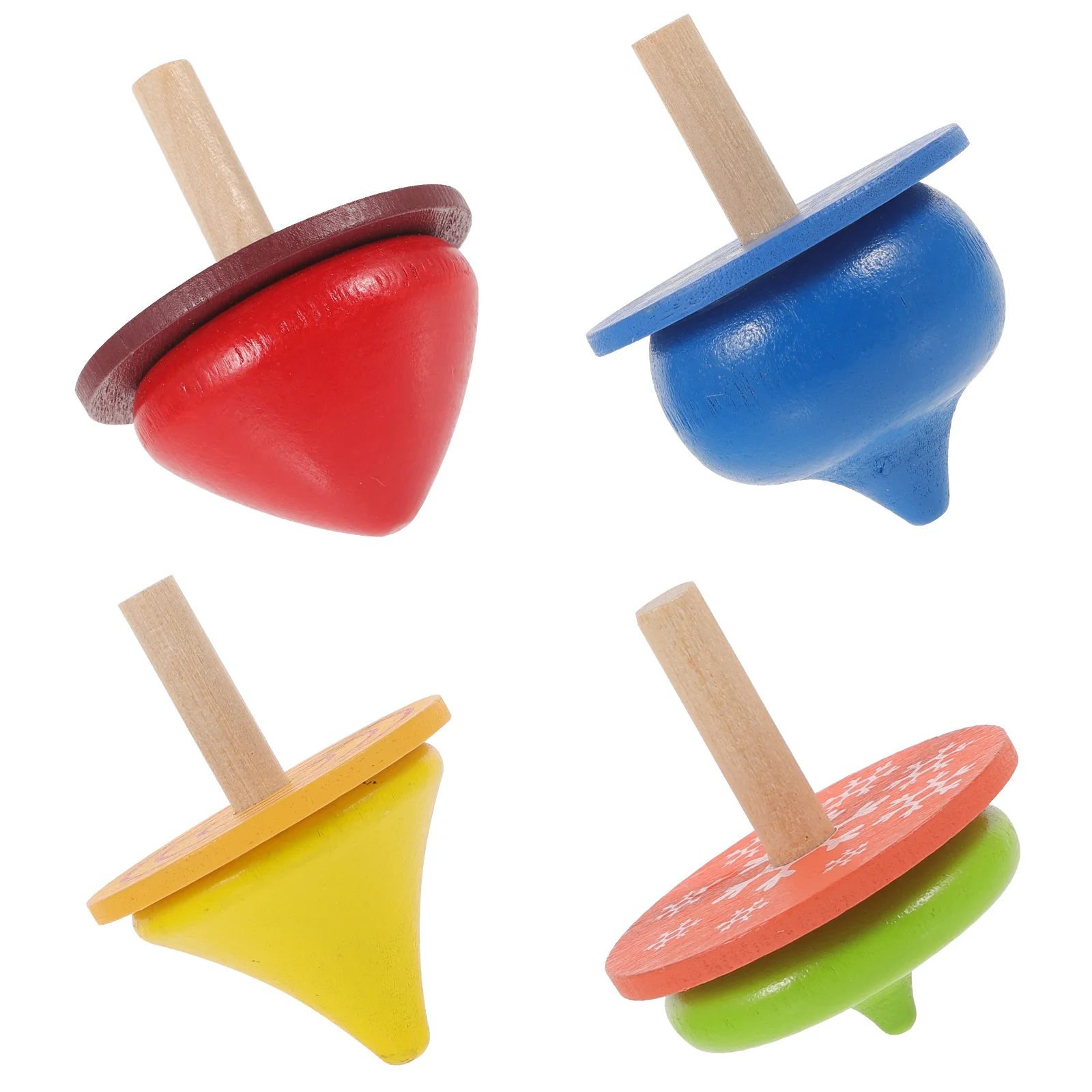 4pcs Kids Toddlers Educational Toys Wood Handmade Colour Gyro for Boys Girls wooden spinning kids top