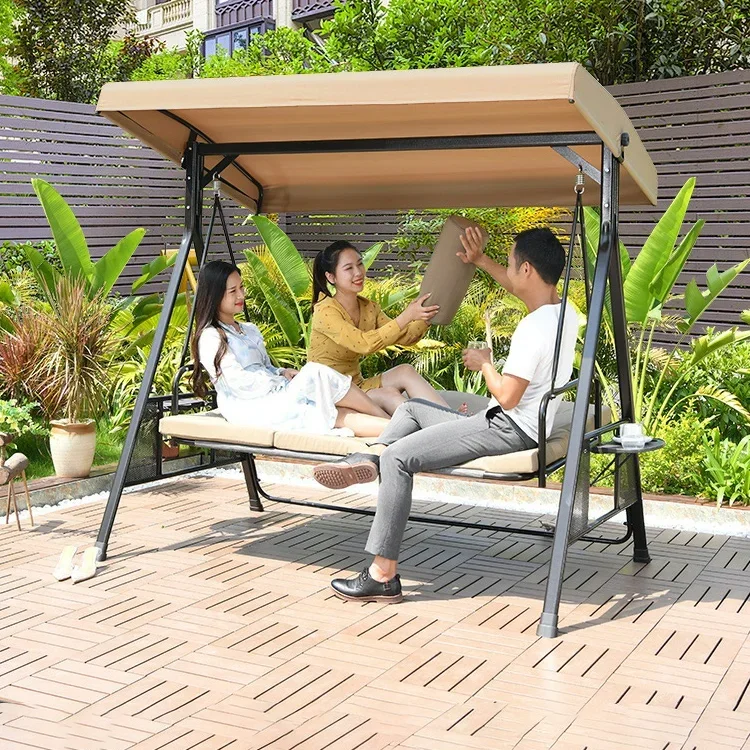 High Quality Indoor Outdoor Chair Canopy Seat Patio  2 seat solar panels patio swing 3 Seater Garden Patio Swings