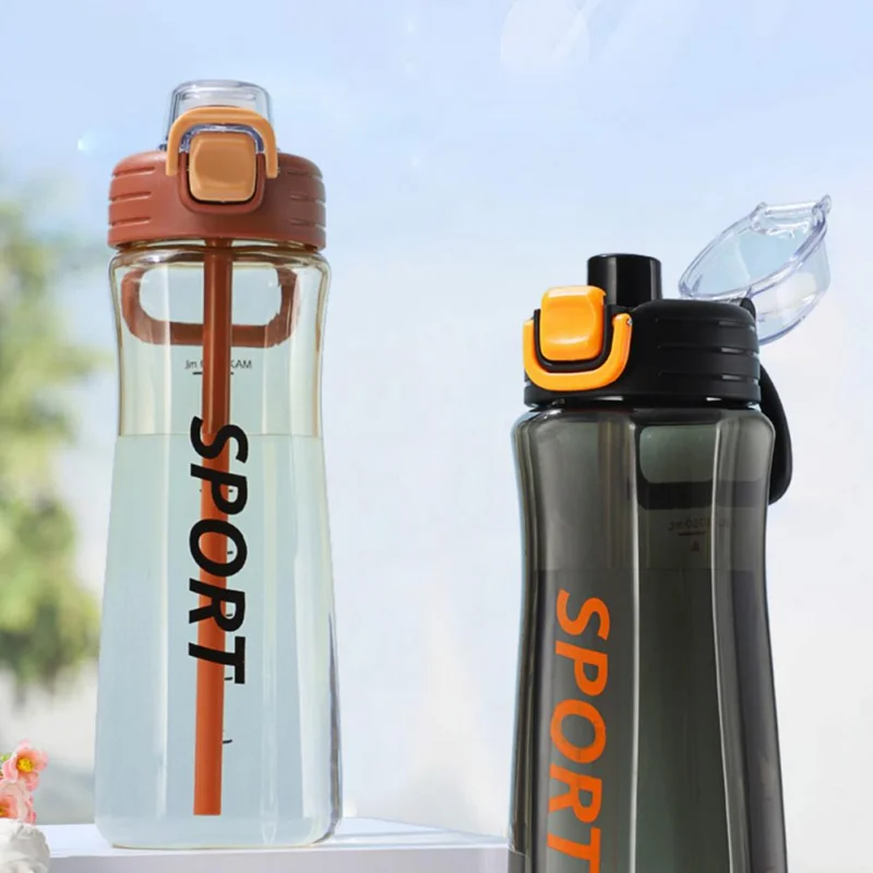 750Ml Simplicity Students Water Bottle One-Click Pop-Up Lid Outdoor Sports Bottle Leak-Proof One-Hand Operation Cup for Sports