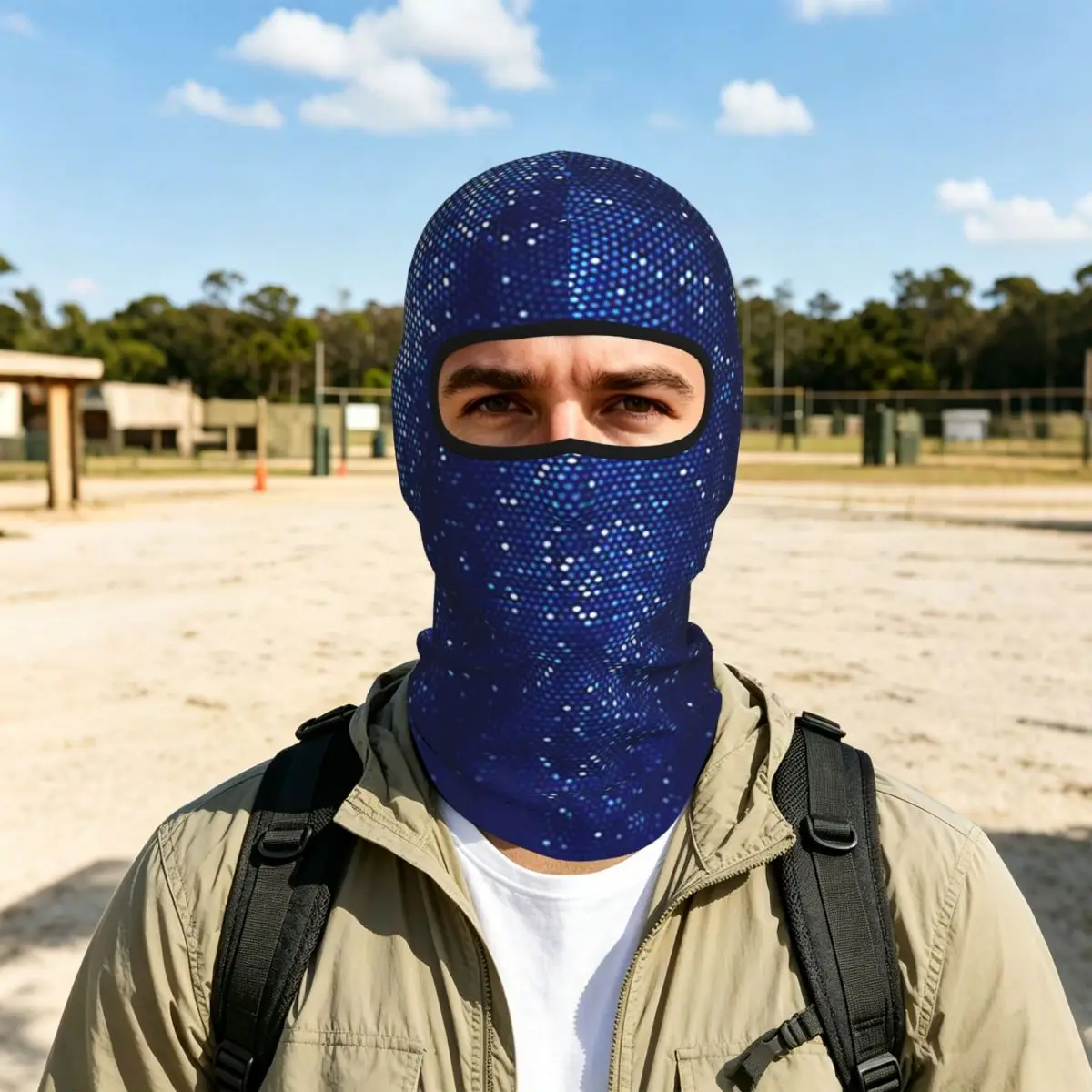 Abstract Cosmic Rain On Blue Blurred Background Thin Balaclava Full Face Mask Sun Protection Neck Gaiter For Motorcycle Cycling