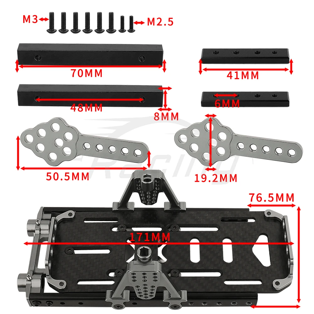 Metal Chassis Frame Kit Extended Rails Shock Towers 4x4 Upgrade to SCX10 6x6 for 1/10 RC Crawler Axial SCX10 Modified Part