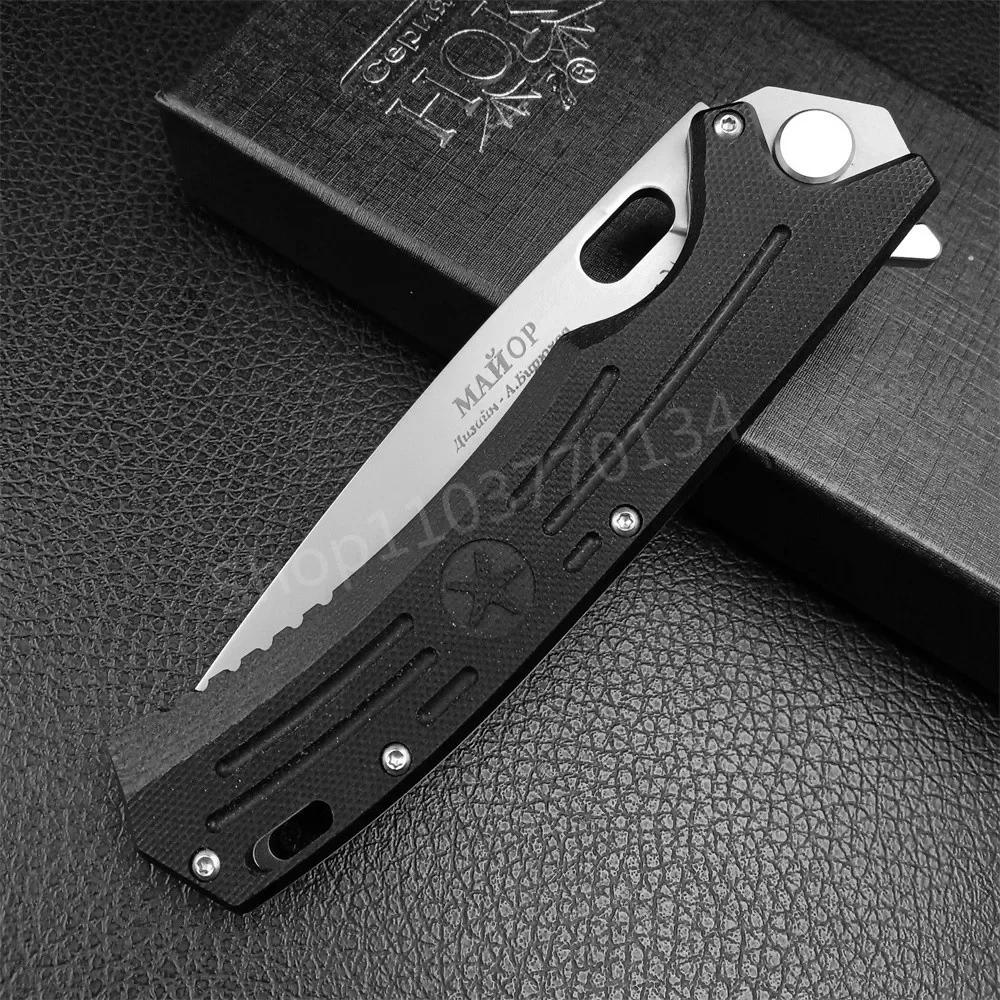 NEW Russain Hokc Five Star Folding Knife Tactical D2 Steel G10 Handles Outdoor Self-defense Hunting Knives EDC Tools Gift