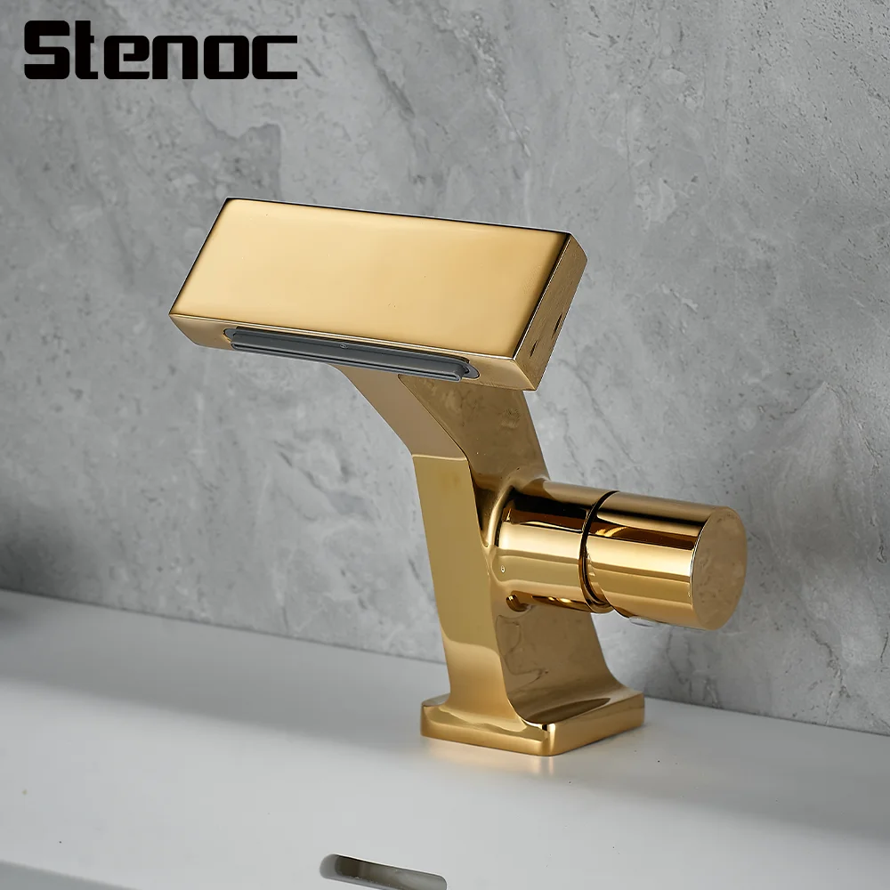 

Luxury Bathroom Faucet Deck Mounted Tap Brass Creative Knob Switch Design Basin Sink Tap Single Handle Cold And Hot Basin Faucet