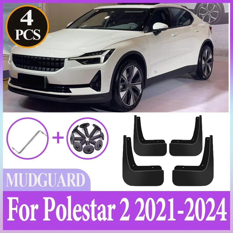 

For Polestar 2 2021-2024 Car Mud Flaps 4PCS Anti-splash Front Rear Fender Wheel Cover Guard Mudguard Splash Guard Accessories