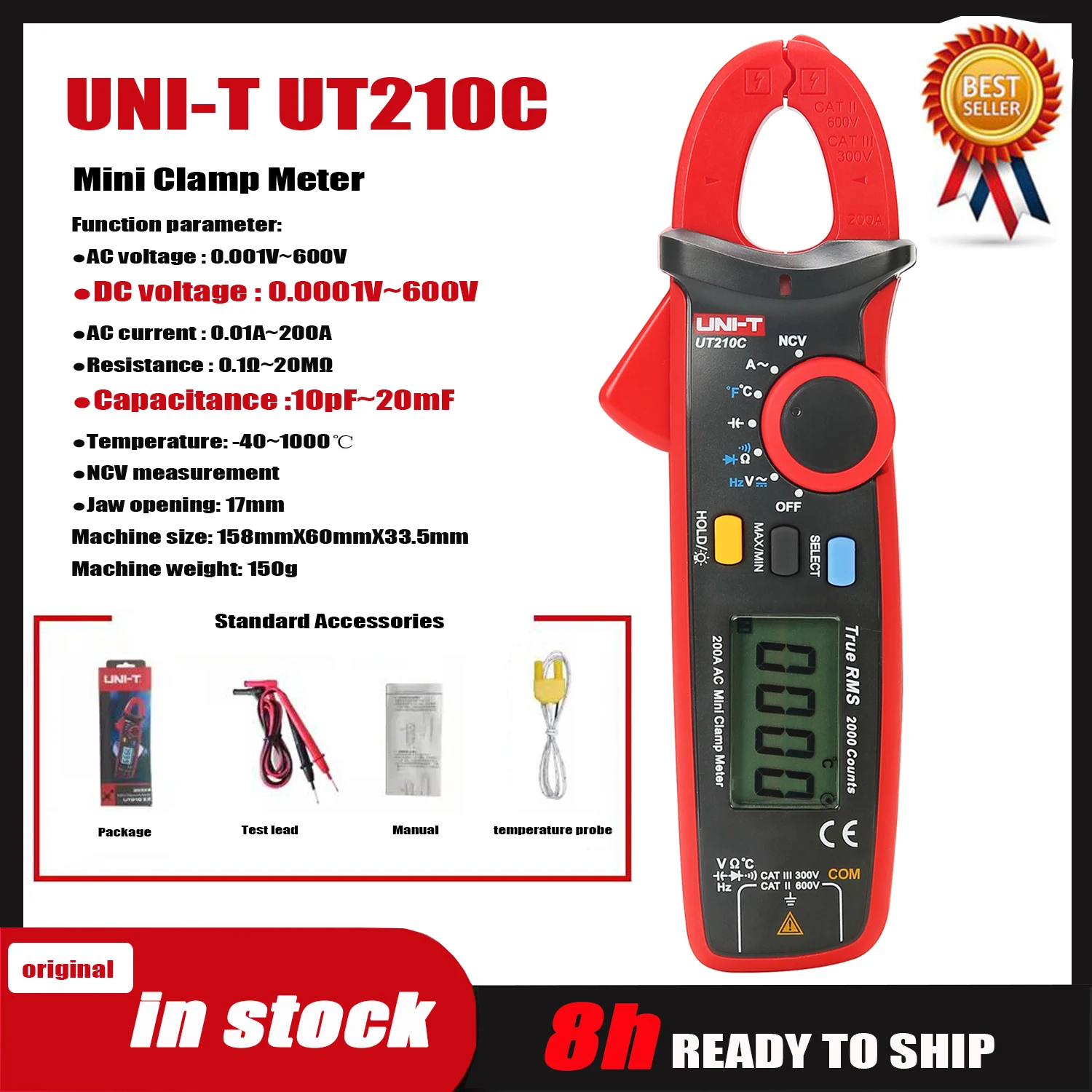 UNI-T Clamp Meter UT210E UT210D UT210C UT208B UT207B UT206B UT205E Digital Ammeter Pliers Amperimetric Clamp