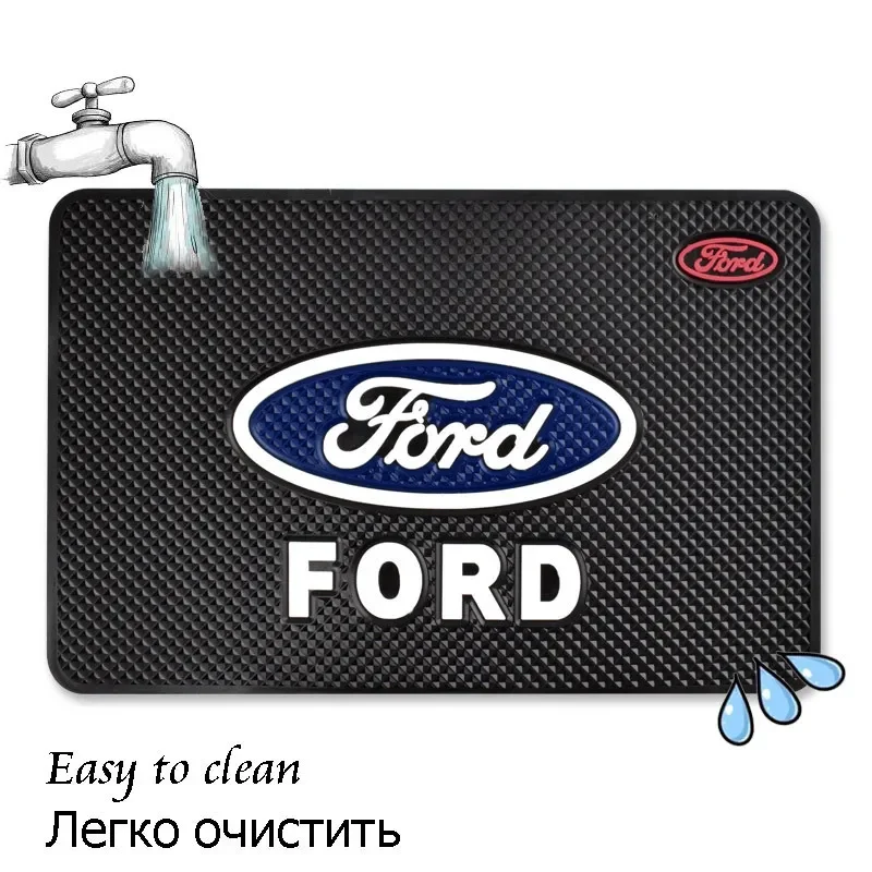 For Ford Logo Focus Mustang Mondeo Kuga Fiesta Escort Explorer Edge Anti-Slip Mat Auto Silicone Interior Dashboard Pads 20*13cm