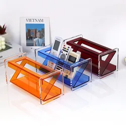 INS Luxury Coffee Table Acrylic Remote Control Holder and Desk Organizer Creative Multi functional Decorative Storage Rack