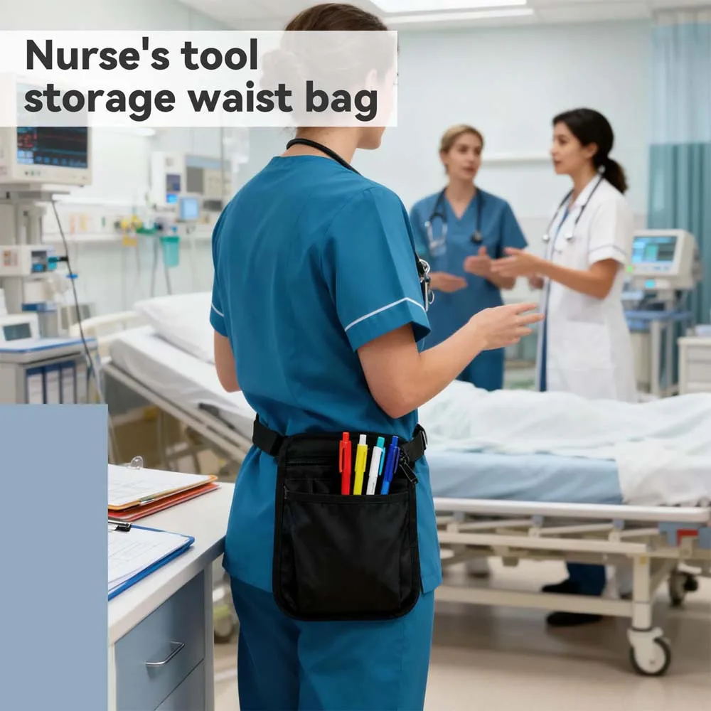 ممرضة الخصر حقيبة متعددة الوظائف أداة تخزين الخصر حقيبة الحلاق أداة فرشاة للمكياج حقيبة التخزين سعة كبيرة حزام خصر قابل للتعديل