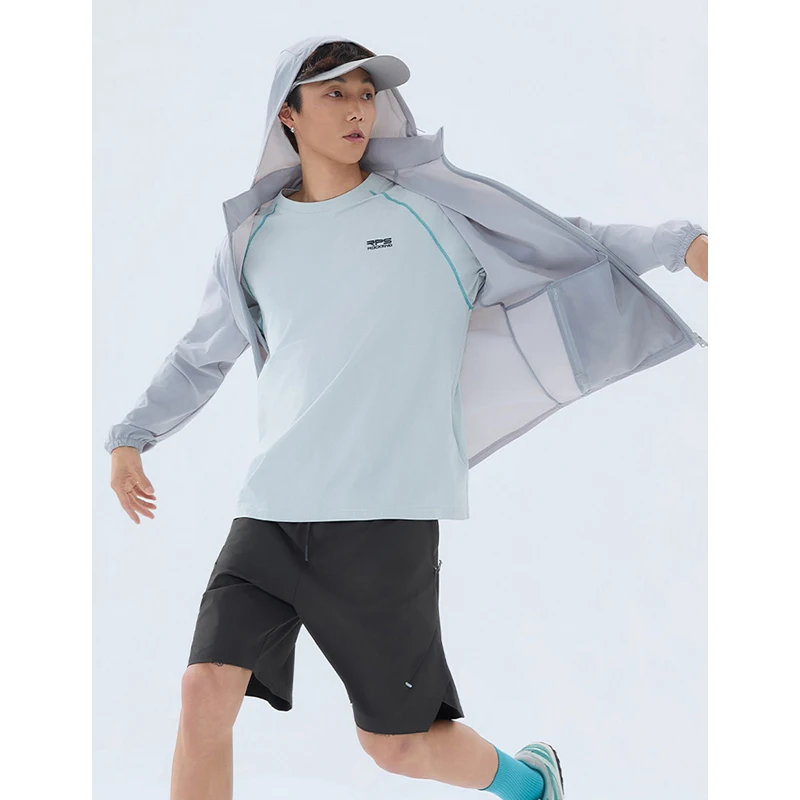 Unisex UV Protection Jacket UPF100+ Ice Silk Sunscreen Coat with Big Hood Wide Brim  Fishing Hiking Camping Double Open Design