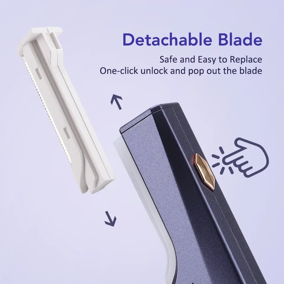 The blade head pops off with one click for a quick swap