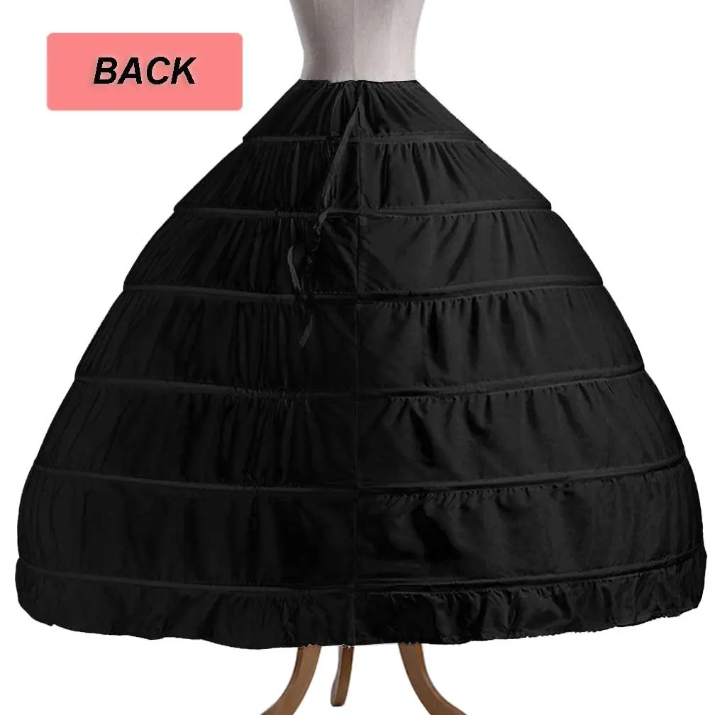 

Women Black Ballgown Crinoline 6 Hoops Skirt Half Slip Petticoats Floor Length Underskirt for Wedding Dress 2025