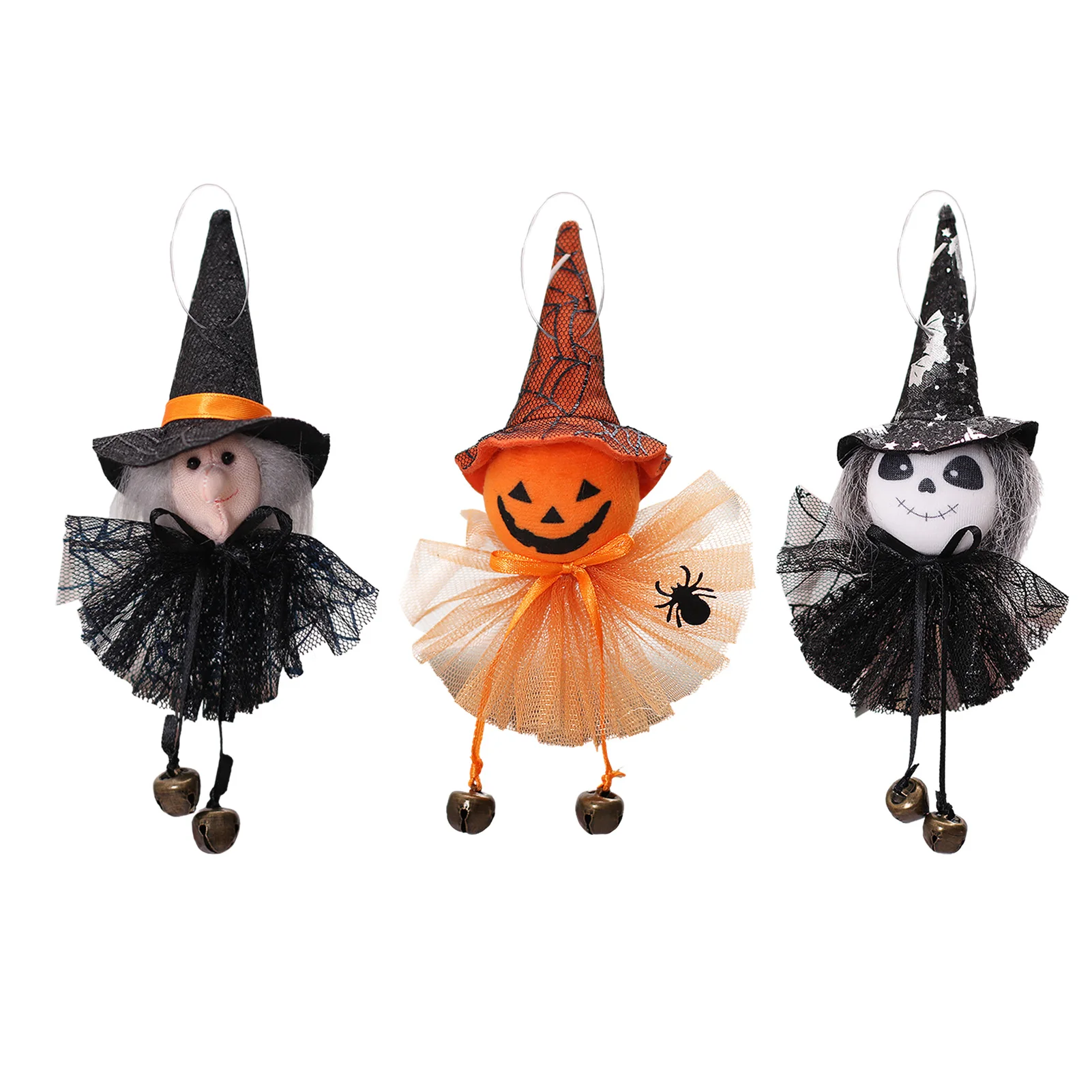 Halloween Party Decoration Pumpkin Ghost Witch Black Cat Doll Pendant Scary Haunted House Hanging 2024 Halloween Decor