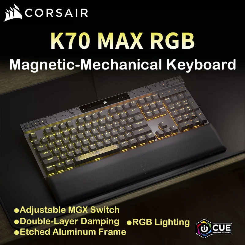 

USCORSAIR K70 MAX RGB Mechanical Gaming Keyboard With Adjustable MGX Magnetic Switch And 8000Hz Polling Rate For Tournament Use