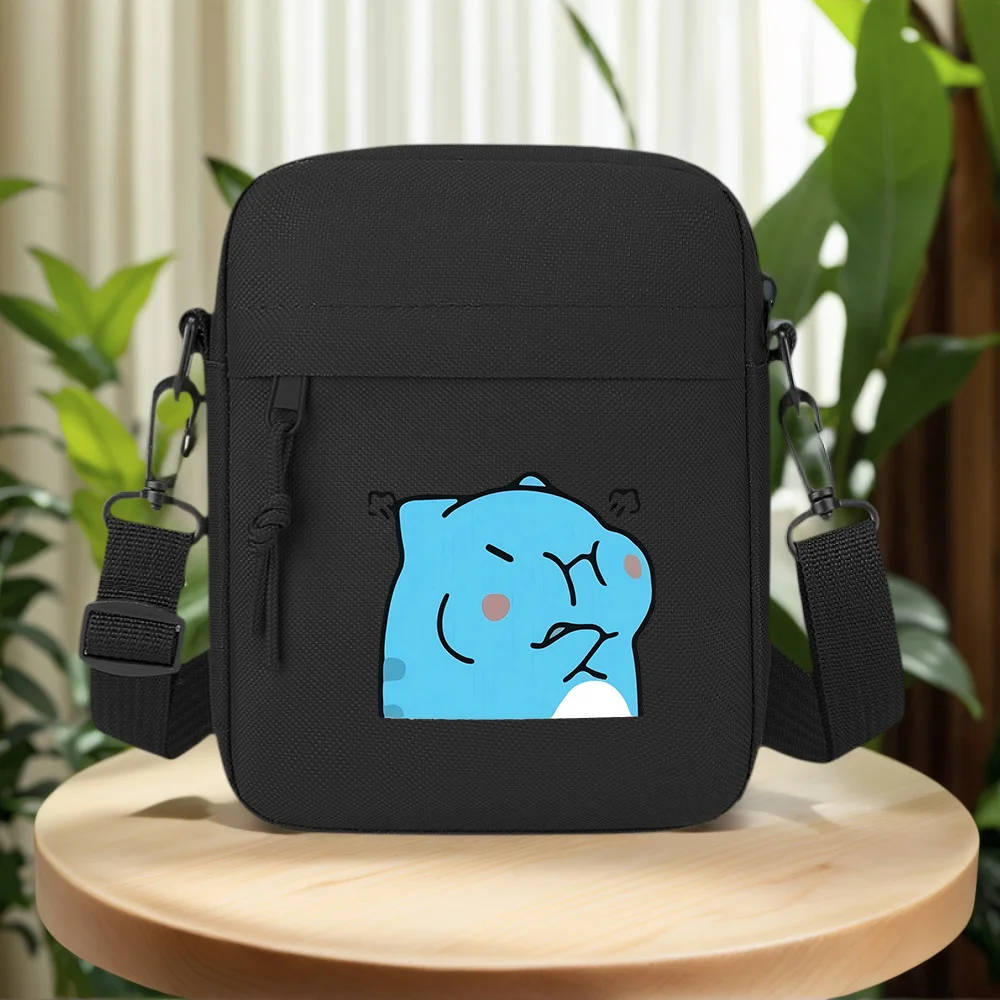 Blue creature angry face steam Men Crossbody Bag Single Shoulder Women Cartoon Anime Film Printing Design Unisex