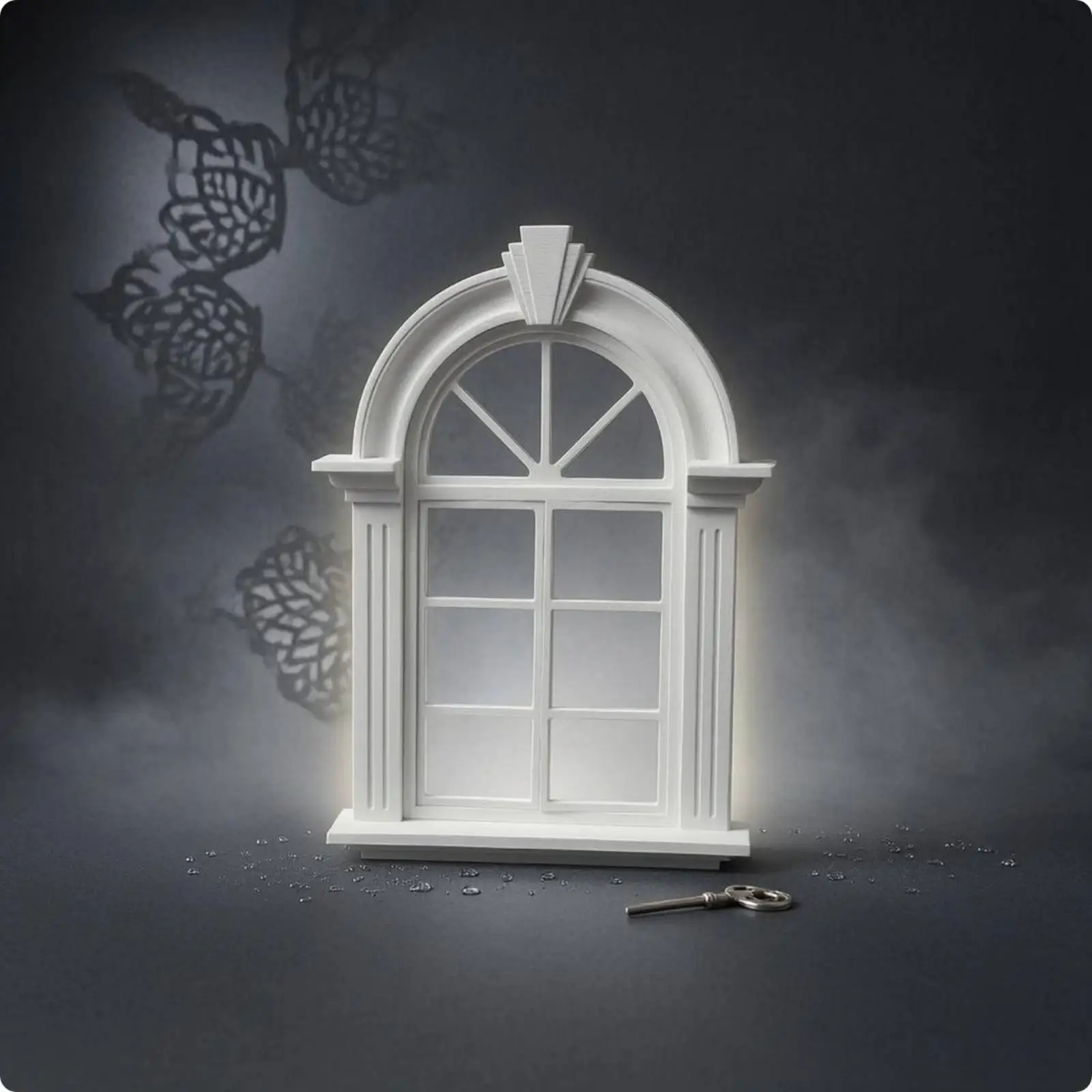 Miniature Window Scene Tabletop Lattice Window Prop Molded Frame Dollhouse Gothic Miniature Scene DIY Decoration