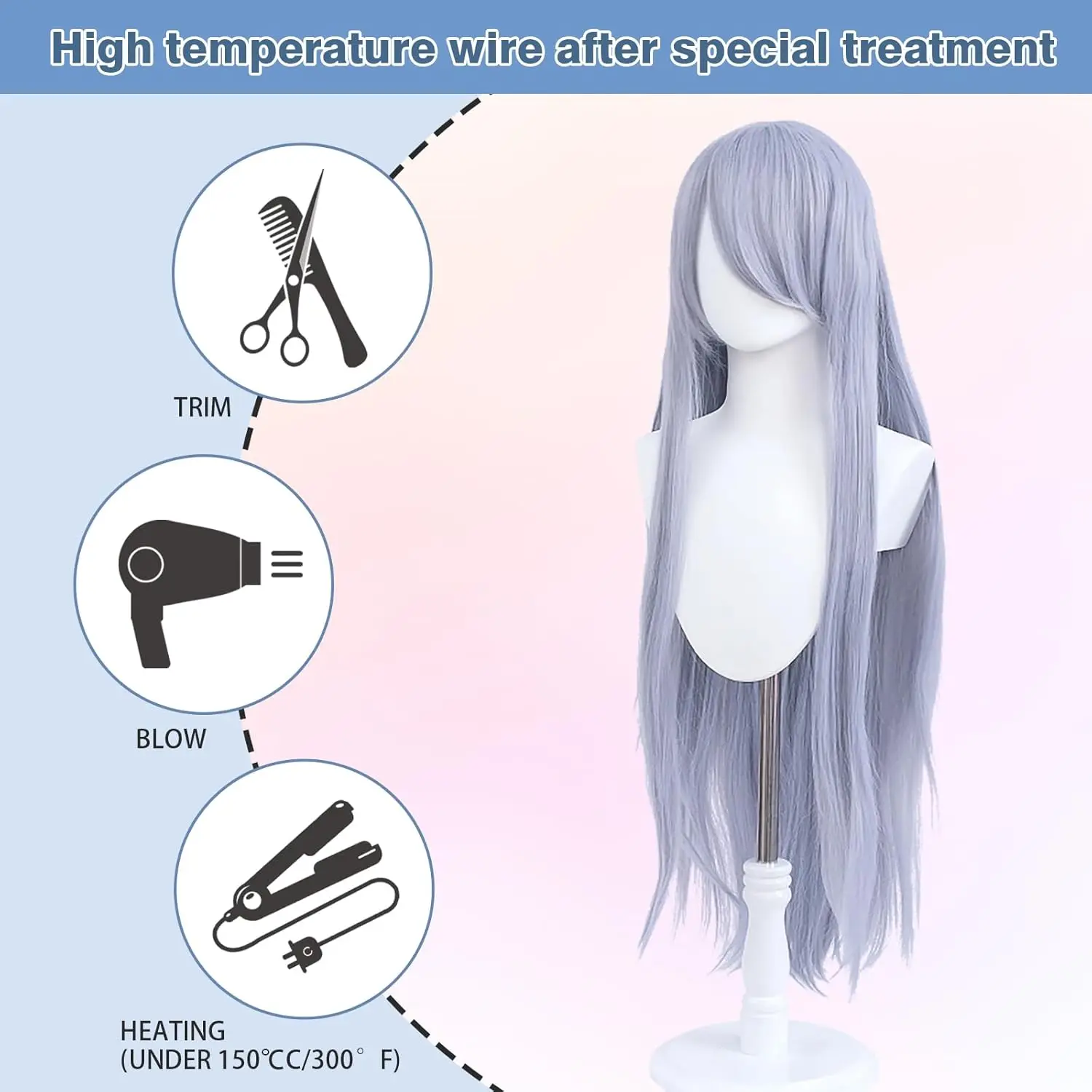 40 بوصة شعر طويل مستقيم أنيمي تأثيري مقاومة للحرارة شعر مستعار اصطناعي 35 ألوان اختياري مهرجان فستان الحفلات مطابقة الاستخدام