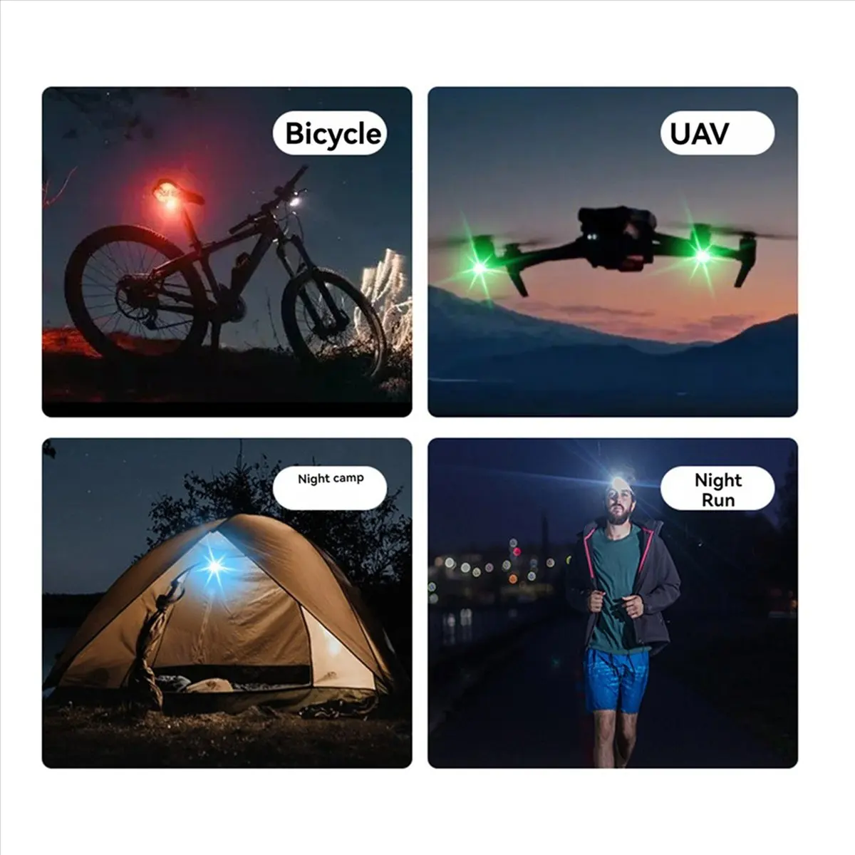 *N21R 8 قطع أضواء ستروب لاسلكية مع جهاز تحكم عن بعد، 7 ألوان USB قابلة لإعادة الشحن أضواء وامضة عالية السطوع للسيارة