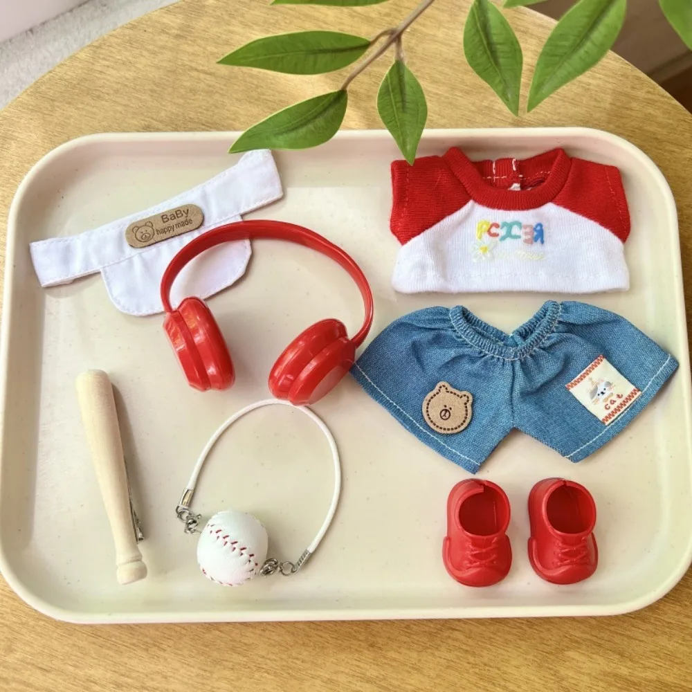 

For 15/17cm Labubu Doll Clothes Outfit Baseball Uniform Dress Up Doll Accessories Sitting Party Changing Dress Game Gift Toys