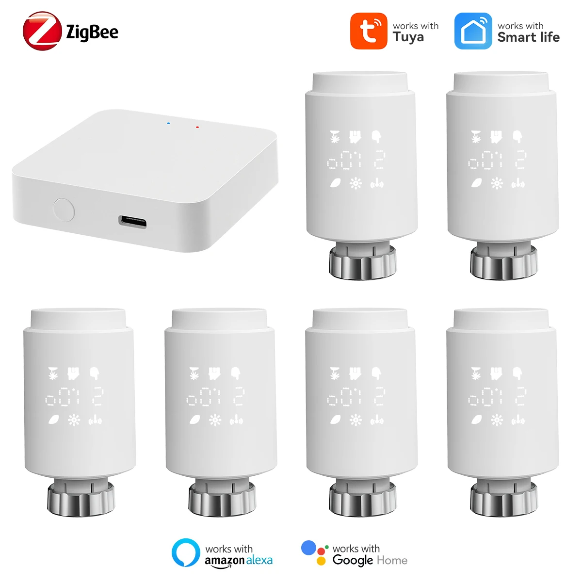 ZigBee-Actuador de radiador inteligente Tuya 3,0, Termostato, válvula termostática, controlador de temperatura, Control por voz a través de Alexa