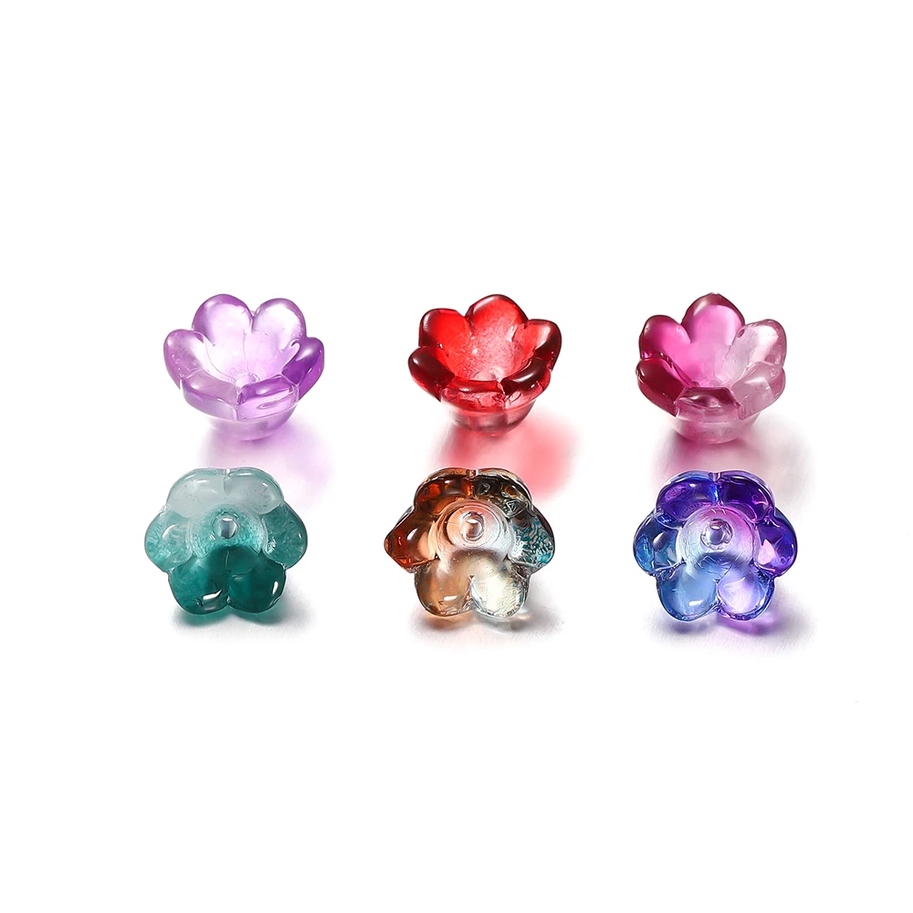 10/30pcs Gradiënt Bloem Lampwork Kralen Bellflower Glas Spacer Kralen Caps voor DIY Charms Armbanden Sieraden Maken Bevindingen