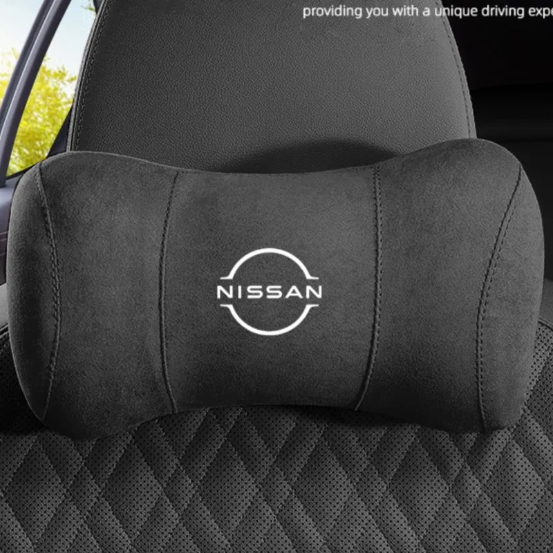 NISSAN-almohada de cuello de algodón con memoria para reposacabezas de gamuza para coche, para Nissan Nismo GTR Juke Versa Almera Xterra Qashqai
