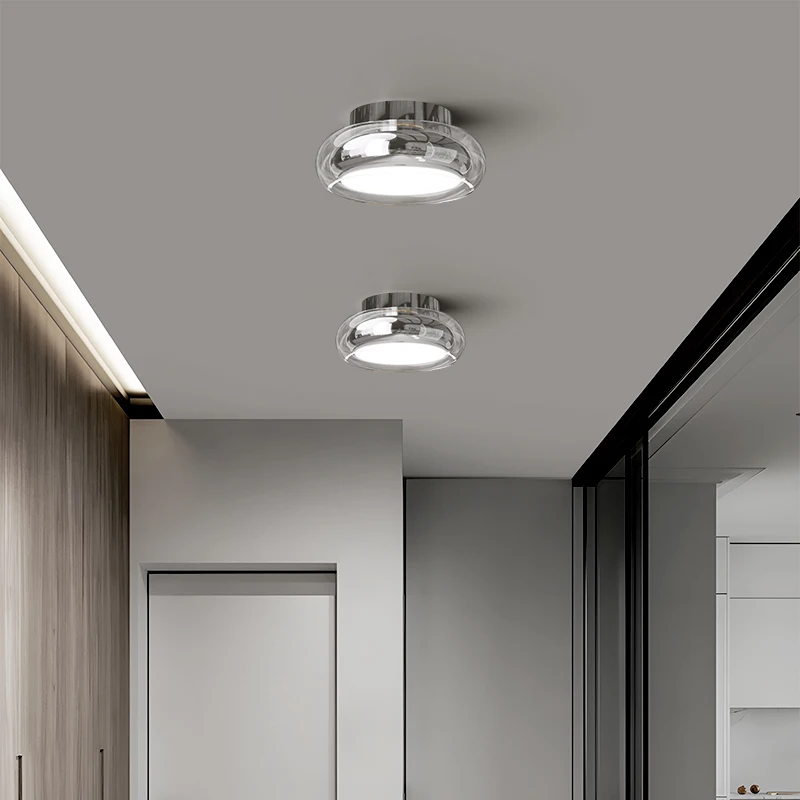 Italian Minimalist Designer Glass Ceiling Light Circular Corridor Lamp Hallway Living Room Dressing Room Lighting Decoration