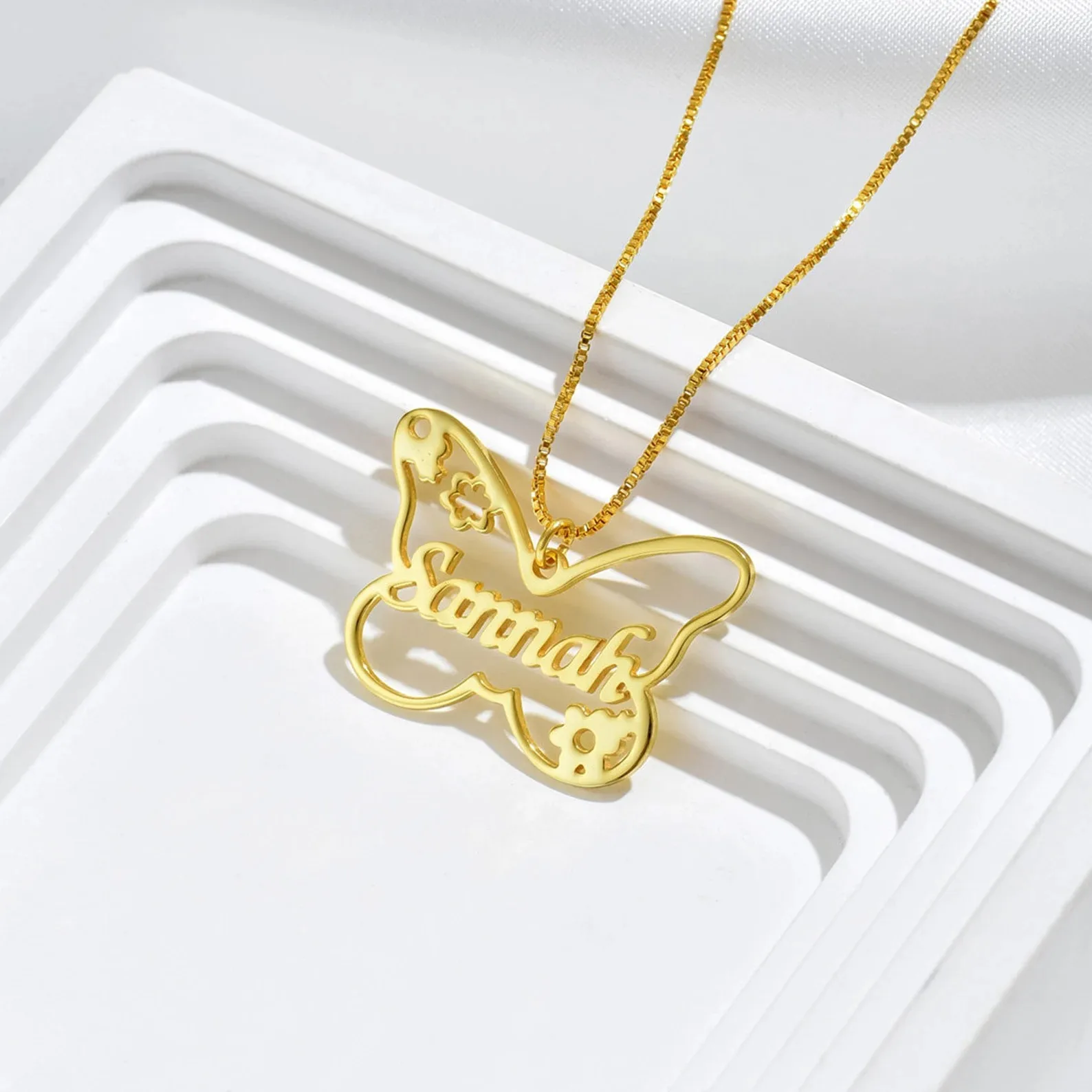 

Custom Butterfly Name Necklaces For Women Stainless Steel Customized Necklace Pendant Personalized Neck Chain Jewelry Gift