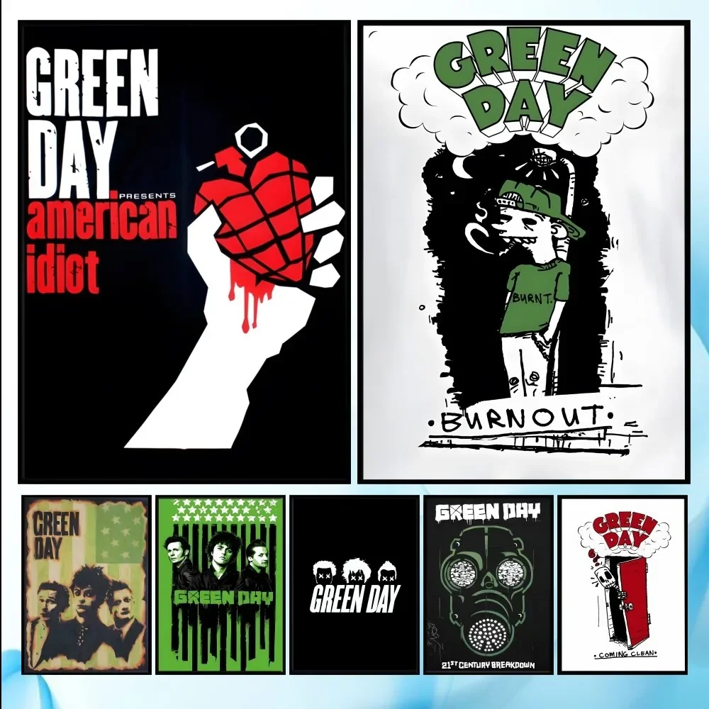 ملصق عتيق لليوم الأخضر لفرقة الروك ملصق ريترو قماش جمالي ومطبوعات صورة فنية جدارية لتزيين غرفة المعيشة