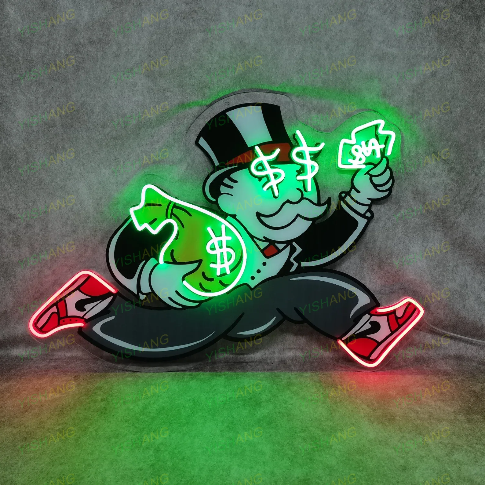 Neon Monopoly Man Sign Acrylic Art - Neon Acrylic Artwork - Neon Sign Acrylic Artwork, Custom neon sign, Neon Sign Art, wall art