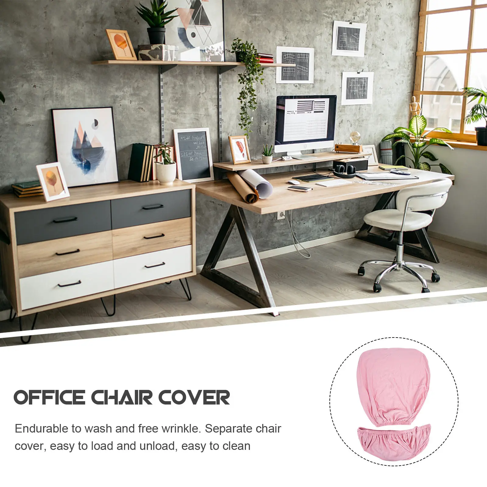 1Set Chair Cover Office Computer Chair Covers Stretch Split Seat Back Protector Slipcover Swivel Rotate 14-20 Inch Backrest