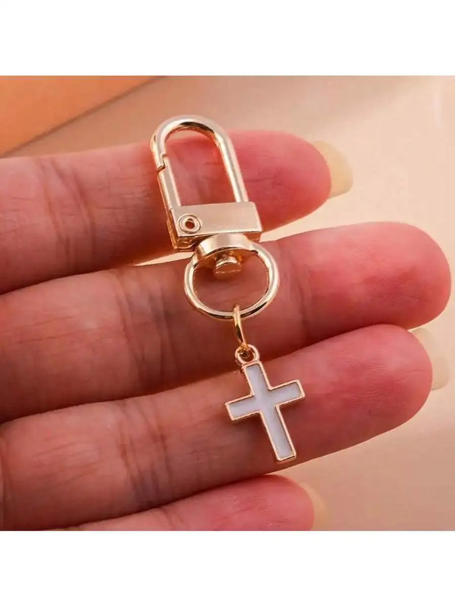 

Simple Cross Keychain Alloy Keyring Bag Pendant Car Accessory For Women